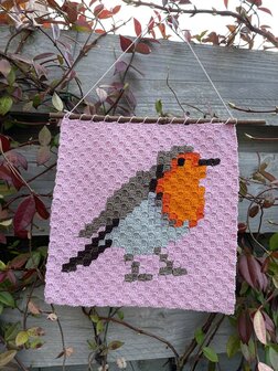 Roodborstje corner to corner haakpatroon