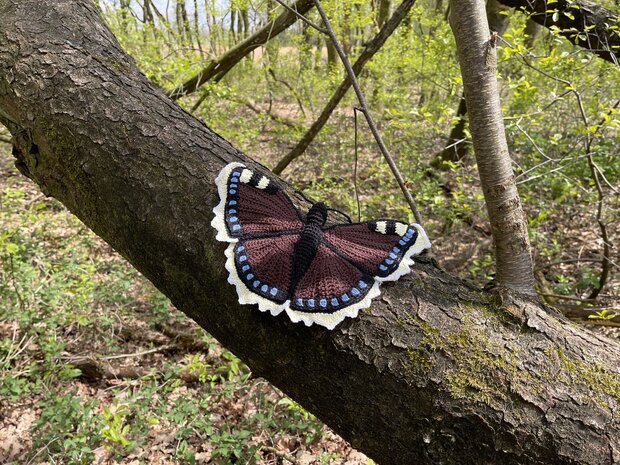 Haakpatroon Aurelia Nymphalis Antiopa  rouwmantel vlinder