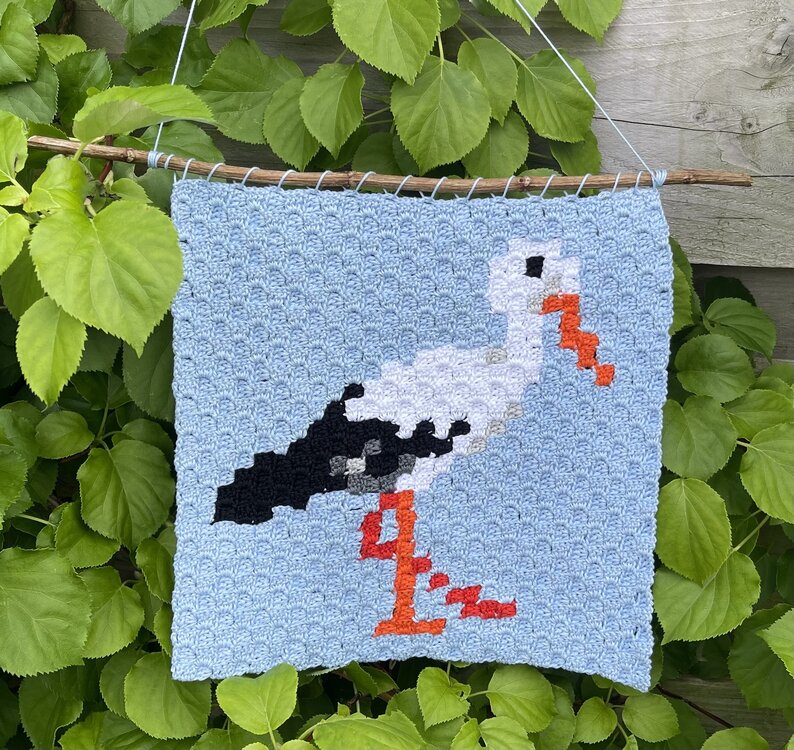 Ooievaar corner to corner haakpatroon